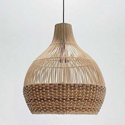 Brown Pattern Lampshade Vintage Rattan Pendant Light-labpiecesign
