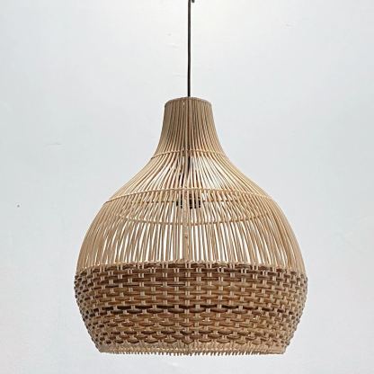 Brown Pattern Lampshade Vintage Rattan Pendant Light-labpiecesign