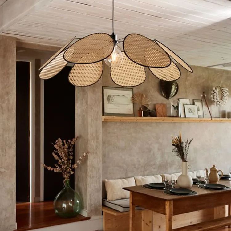 New wabi-sabi style retro restaurant bar rattan lamp-labpiecesign