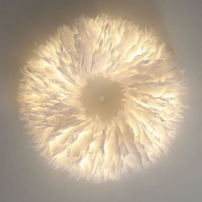 Doughnut Shaped Feather Flush Mount Minimalistic White Flushmount Ceiling Light for Bedroom-labpiecesign