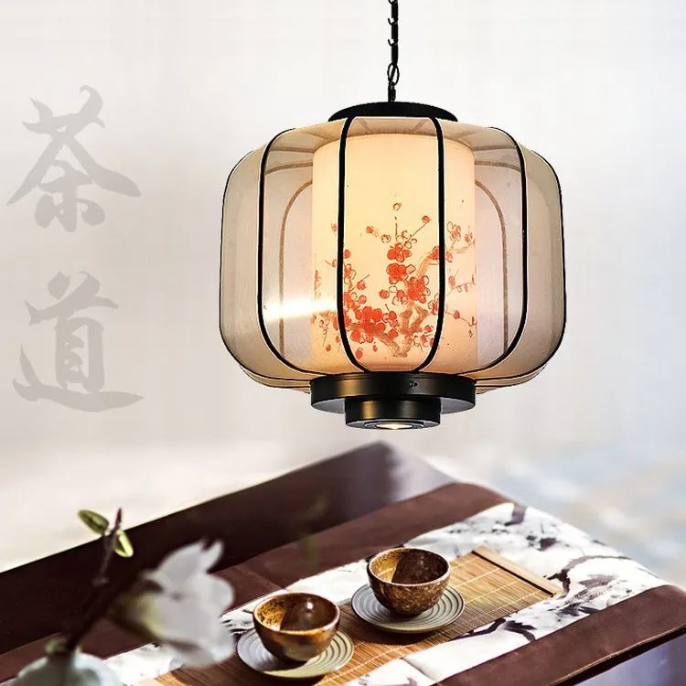 New Chinese Style Plum Blossom Lantern Hand-painted lantern-shaped Restaurant Pendant Light-labpiecesign