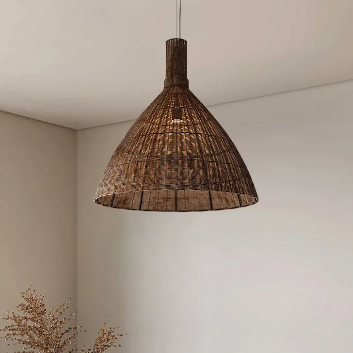 New Large Wabi-sabi Style Homestay Rattan Pendant Light