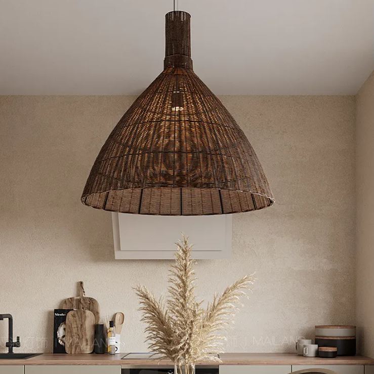 New Large Wabi-sabi Style Homestay Rattan Pendant Light