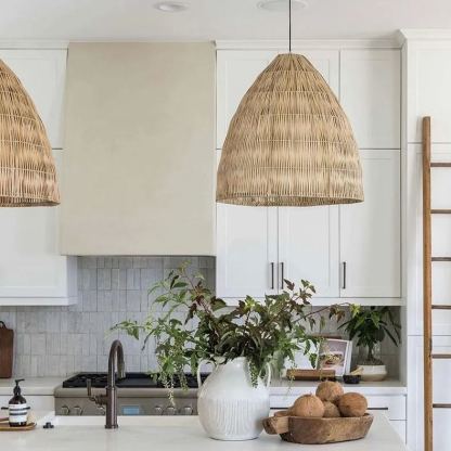 Japanese wabi-sabi style handmade rattan pendant light-labpiecesign