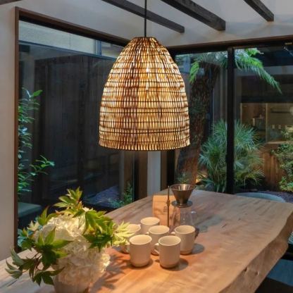 Japanese wabi-sabi style handmade rattan pendant light-labpiecesign