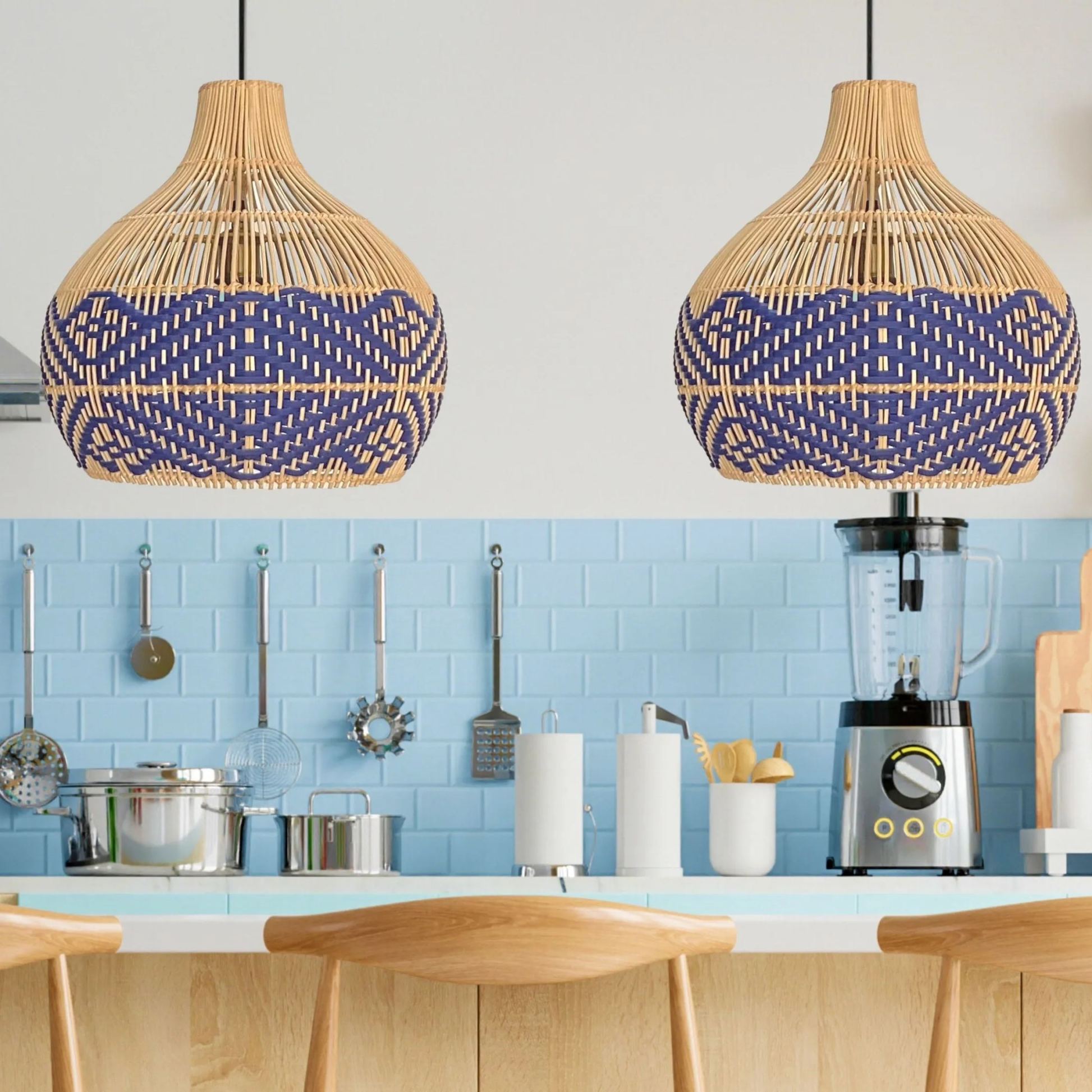 Blue Rattan Pendant Light | Shop Labpiecesign – LabPieceSign