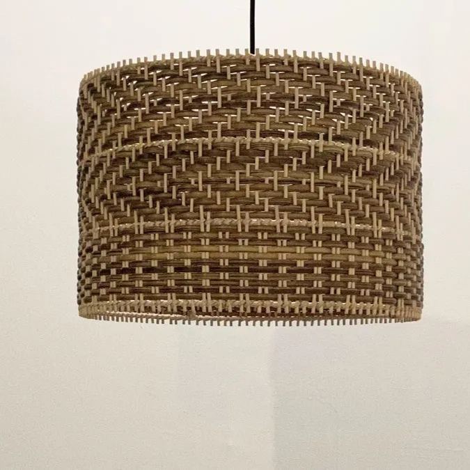 Drum shape montecito rattan pendant light -labpiecesign