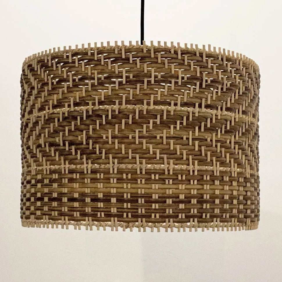Drum shape montecito rattan pendant light -labpiecesign