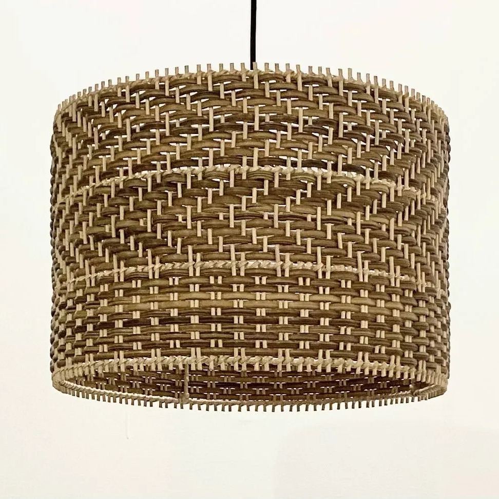 Drum shape montecito rattan pendant light -labpiecesign