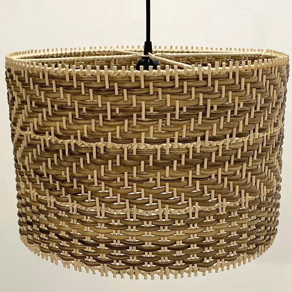 Drum shape montecito rattan pendant light 