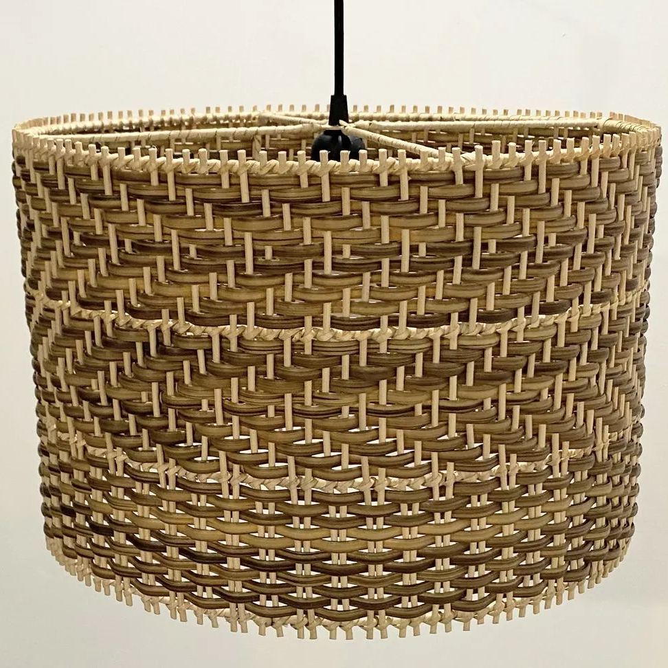 Drum shape montecito rattan pendant light -labpiecesign