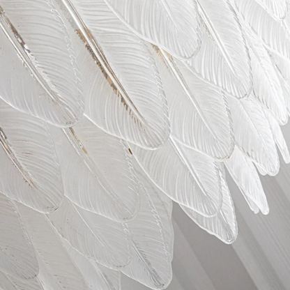 Decorative Pattern Light Luxury Feather Glass Round LED Chandelier-labpiecesign
