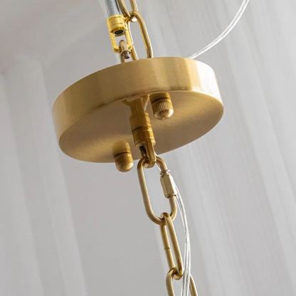 Decorative Pattern Light Luxury Feather Glass Round LED Chandelier-labpiecesign