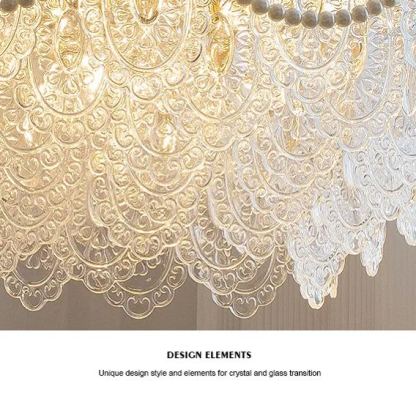 Decorative Pattern Light Luxury Feather Glass Round LED Chandelier-labpiecesign