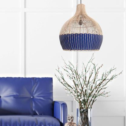 Blue Pastoral Decorative Rattan Pendant Light-labpiecesign