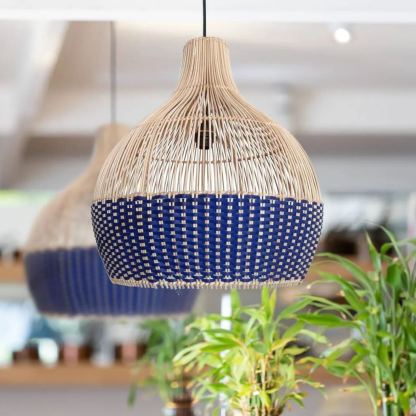 Blue Pastoral Decorative Rattan Pendant Light-labpiecesign