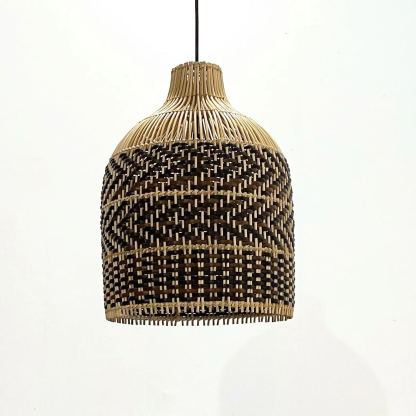 Boho Brown Hand-woven Lampshade Elegant rattan hanging light-labpiecesign