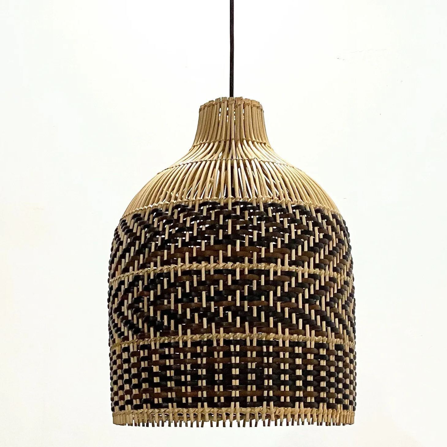 Boho Brown Hand-woven Lampshade Elegant rattan hanging light-labpiecesign