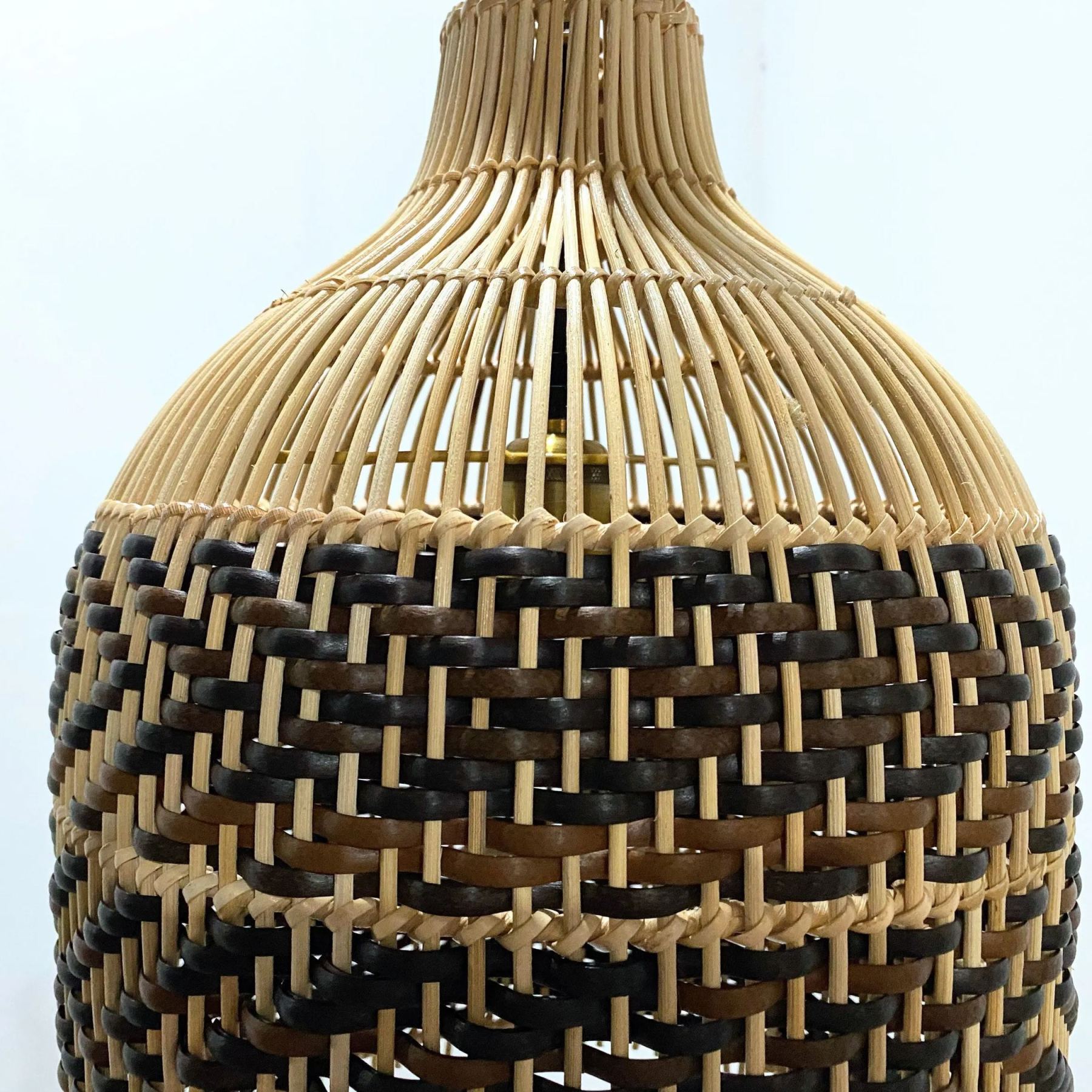 Boho Brown Hand-woven Lampshade Elegant rattan hanging light-labpiecesign
