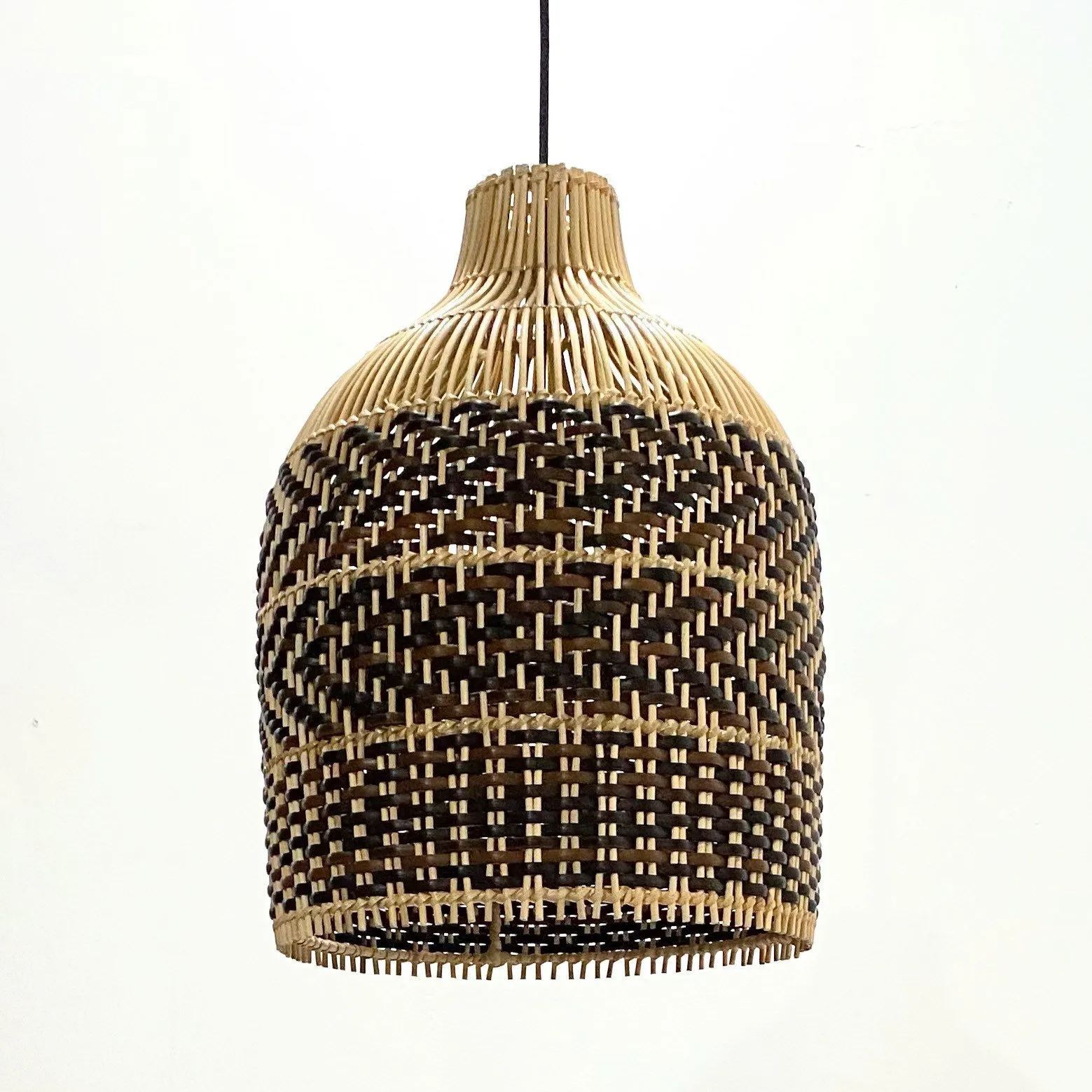 Boho Brown Hand-woven Lampshade Elegant rattan hanging light-labpiecesign