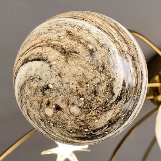 Planet Frosted Glass Semi Flush Ceiling Light Nordic LED Gold Ceiling Mounted Light for Kids Room -labpiecesign
