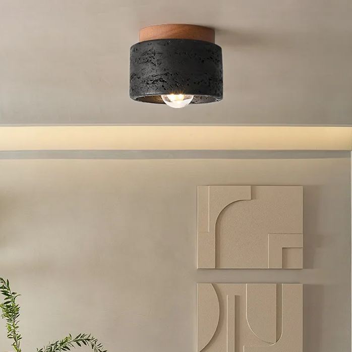 Black hole stone ceiling light wabi-sabi ceiling lamp for balcony aisle -labpiecesign