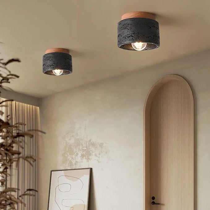 Black hole stone ceiling light wabi-sabi ceiling lamp for balcony aisle -labpiecesign