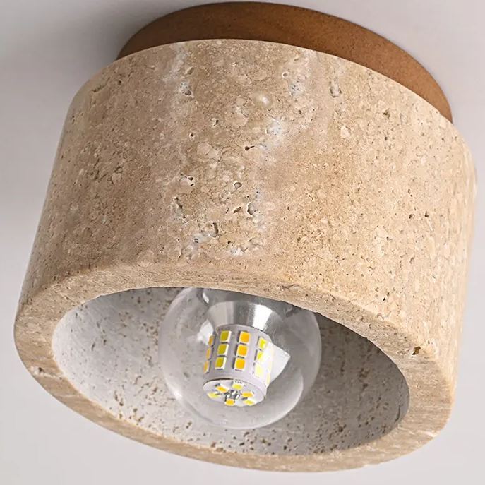 Yellow hole stone ceiling light wabi-sabi ceiling lamp for balcony aisle -labpiecesign