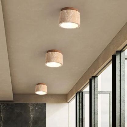 Yellow hole stone ceiling light wabi-sabi ceiling lamp for balcony aisle -labpiecesign