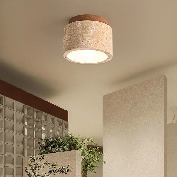 Yellow hole stone ceiling light wabi-sabi ceiling lamp for balcony aisle -labpiecesign