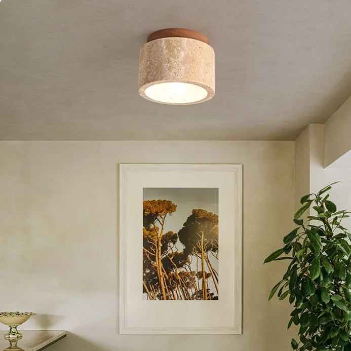 Yellow hole stone ceiling light wabi-sabi ceiling lamp for balcony aisle 