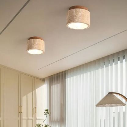 Yellow hole stone ceiling light wabi-sabi ceiling lamp for balcony aisle -labpiecesign