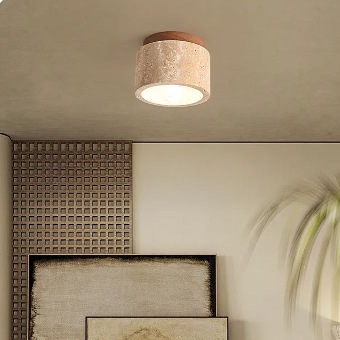Yellow hole stone ceiling light wabi-sabi ceiling lamp for balcony aisle -labpiecesign