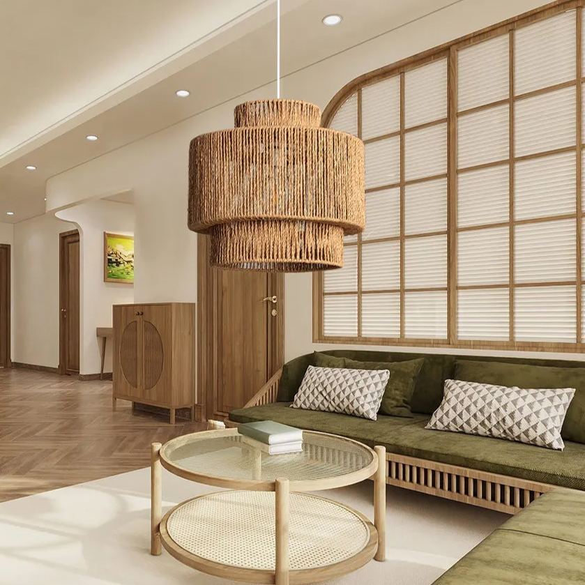 Rotate Hemp Rope Hanging Light Bohemian Furniture Light-labpiecesign