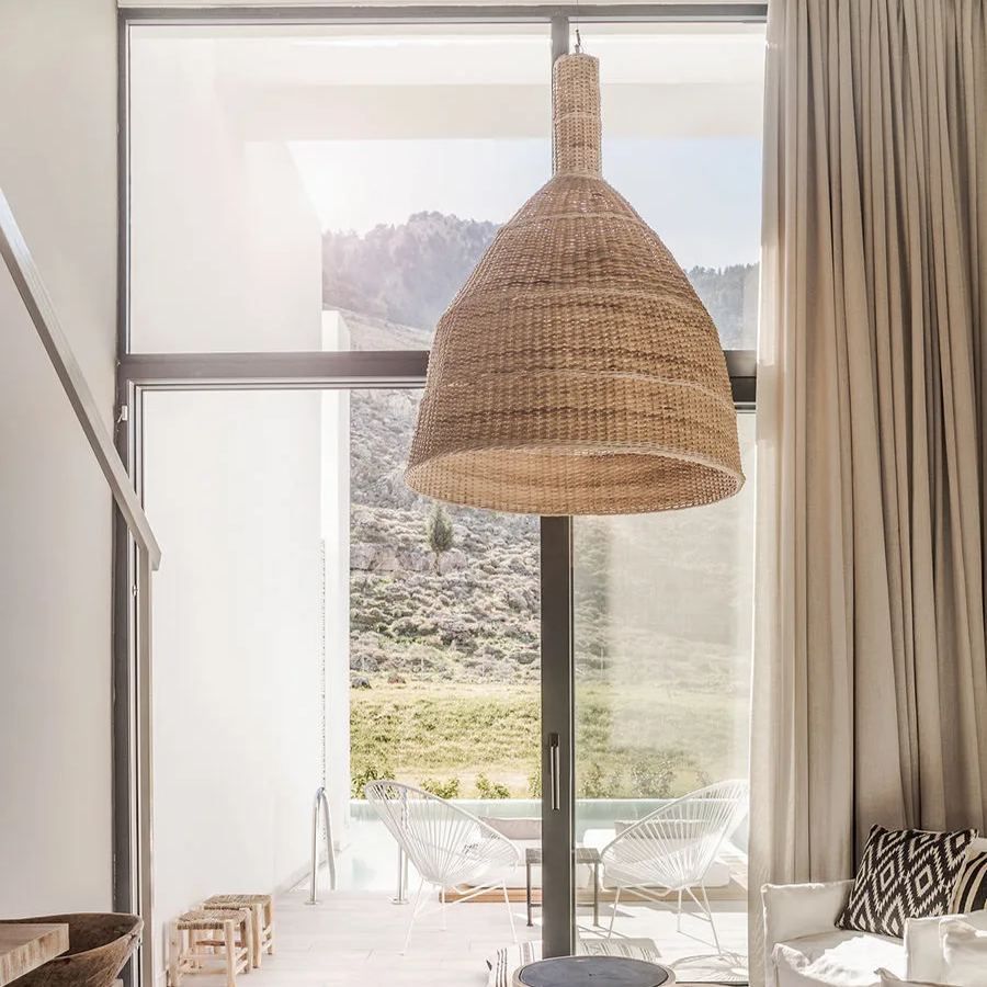Wabi-sabi Straw Pendant Light Handmade Rattan Light-labpiecesign