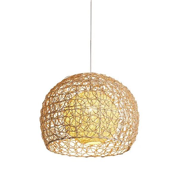 Pastoral rattan lamp bedroom living room hemp ball pendant light-labpiecesign