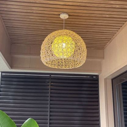Pastoral rattan lamp bedroom living room hemp ball pendant light-labpiecesign