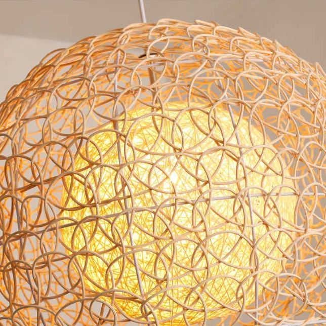 Pastoral rattan lamp bedroom living room hemp ball pendant light-labpiecesign