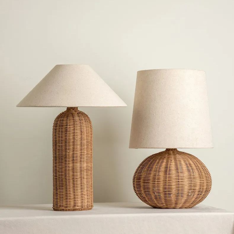 Japanese retro wabi-sabi style bedroom bedside table lamp-labpiecesign