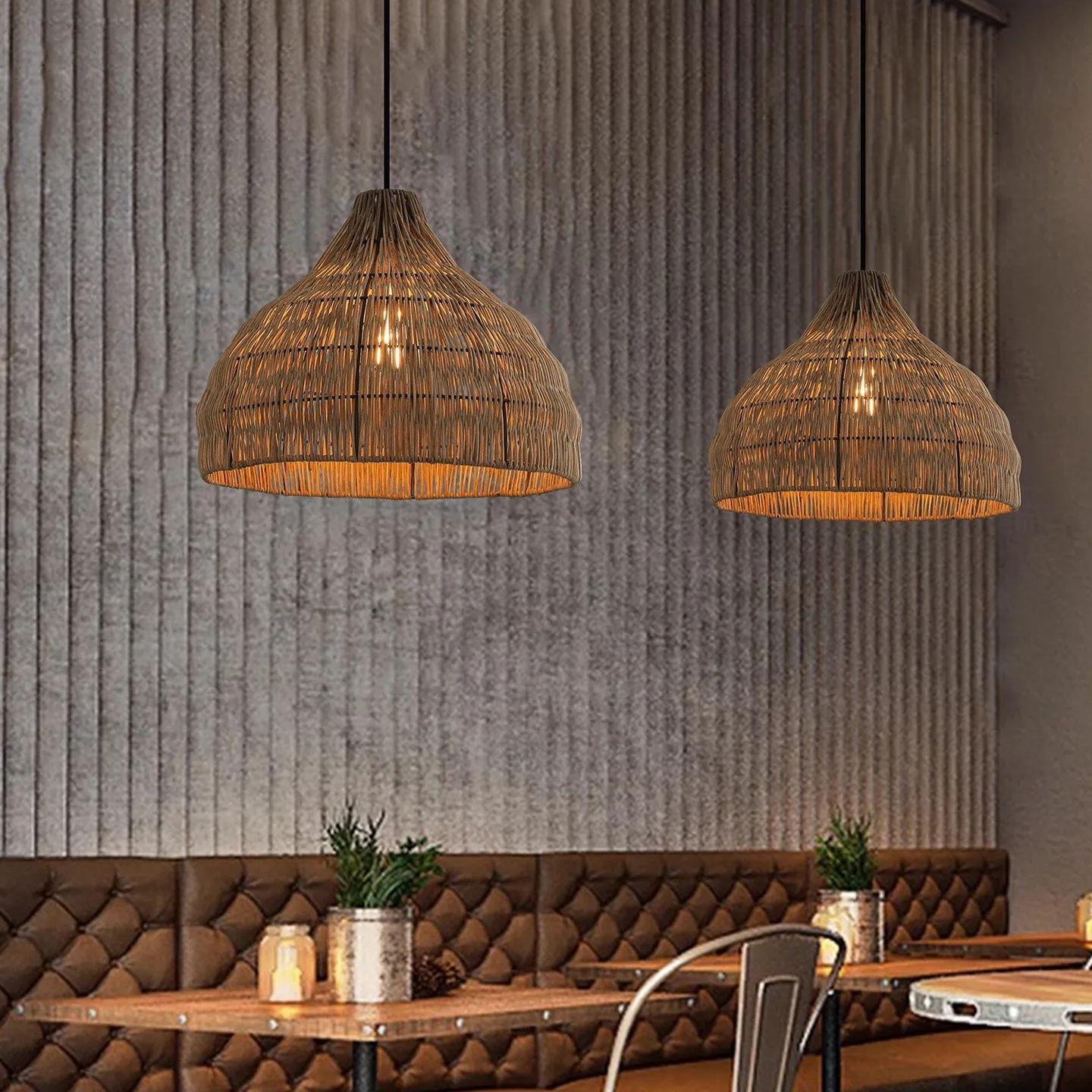 Boho Style Rattan pendant light for restaurant-labpiecesign