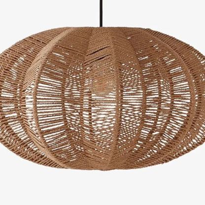 Rattan chandelier retro pastoral hemp rope pendant light-labpiecesign
