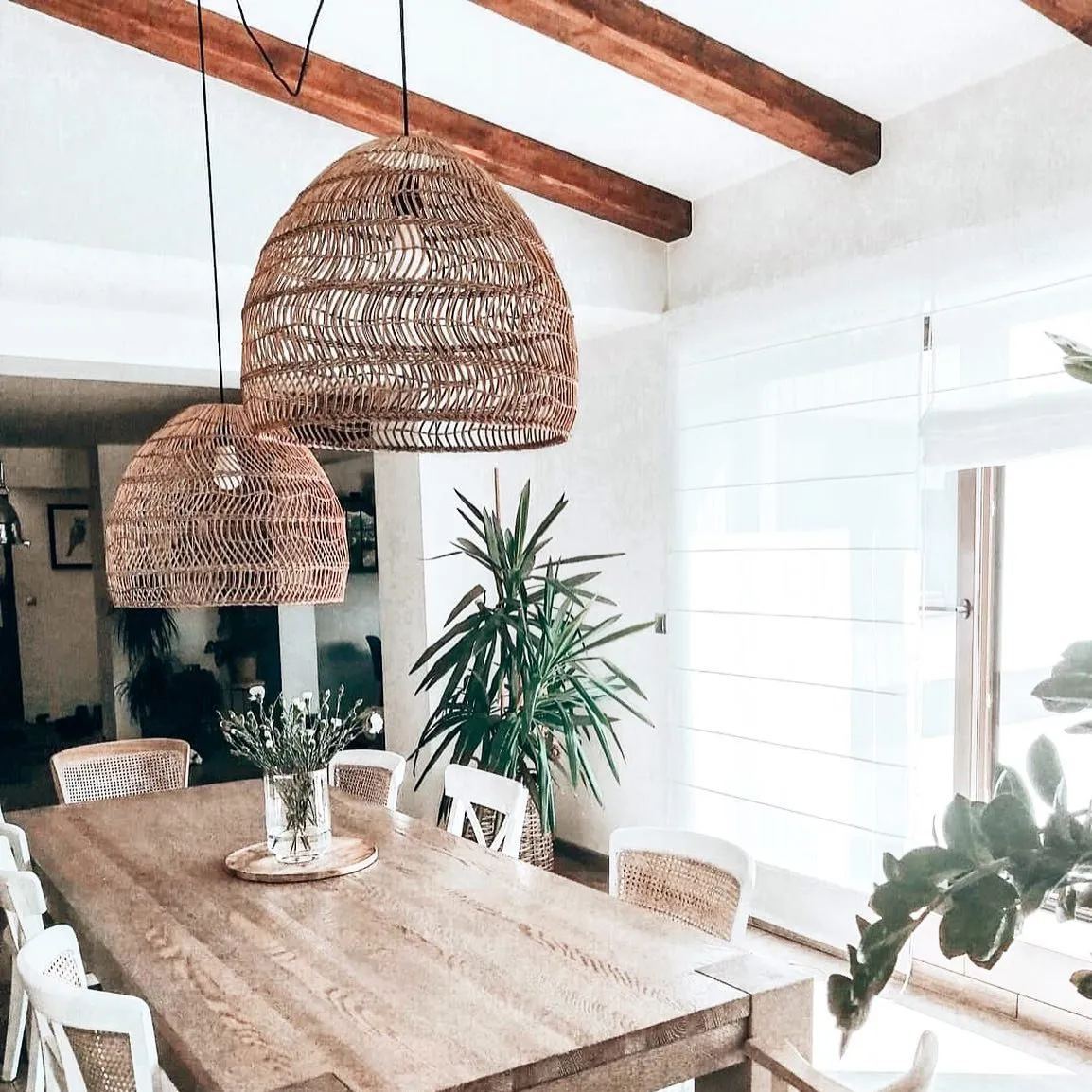Handmade Rattan Lamp BELL Wicker Lamp Boho Style Lampshade Pendant Lamp-labpiecesign