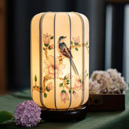 New Chinese style table lamp bird print fabric bedroom retro nostalgic table lamp-labpiecesign