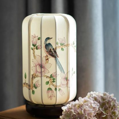 New Chinese style table lamp bird print fabric bedroom retro nostalgic table lamp-labpiecesign