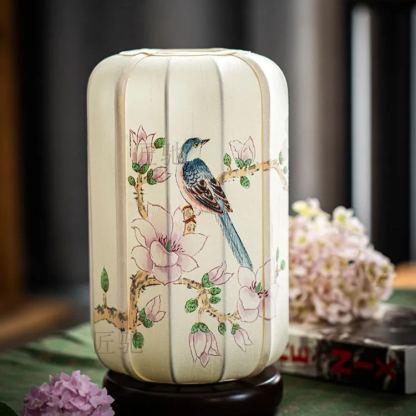 New Chinese style table lamp bird print fabric bedroom retro nostalgic table lamp-labpiecesign