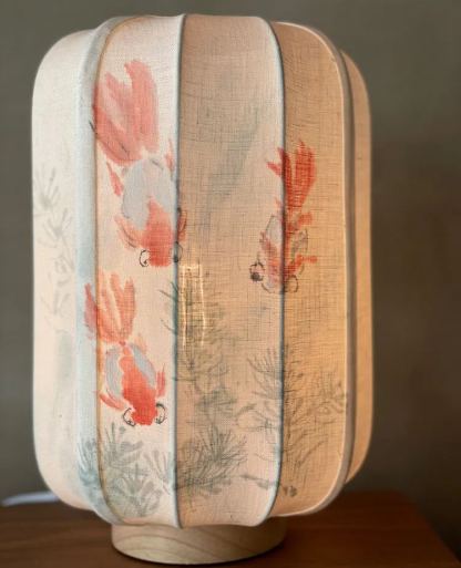 Hand Painted New Chinese style table lamp Remote control dimming ambient light-labpiecesign