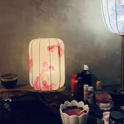 Hand Painted New Chinese style table lamp Remote control dimming ambient light-labpiecesign