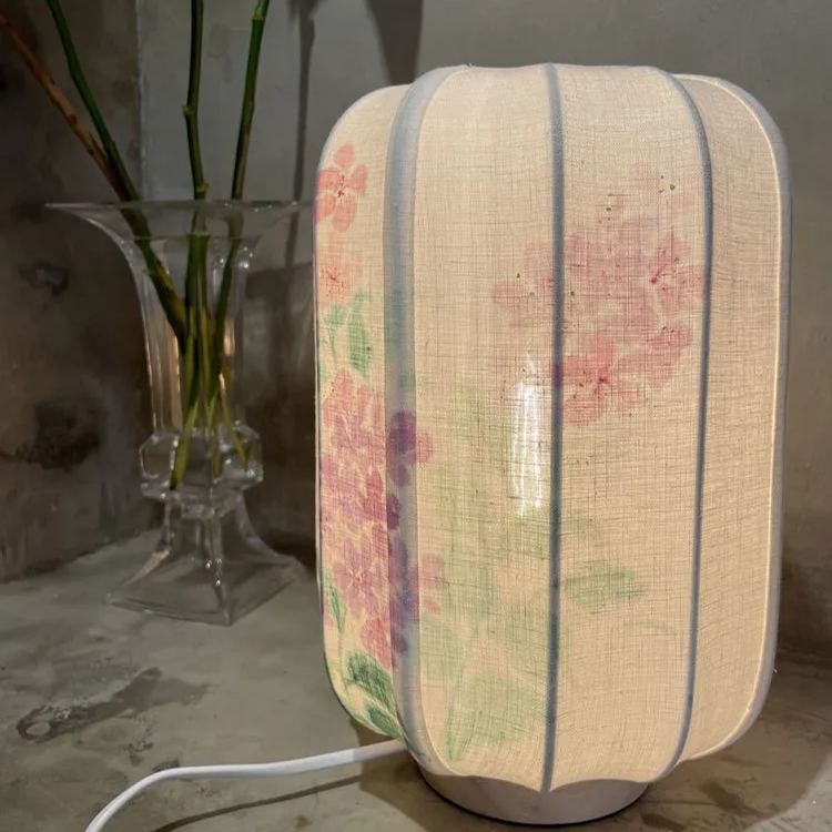 [Copy]New Chinese style table lamp bird print fabric bedroom retro nostalgic table lamp