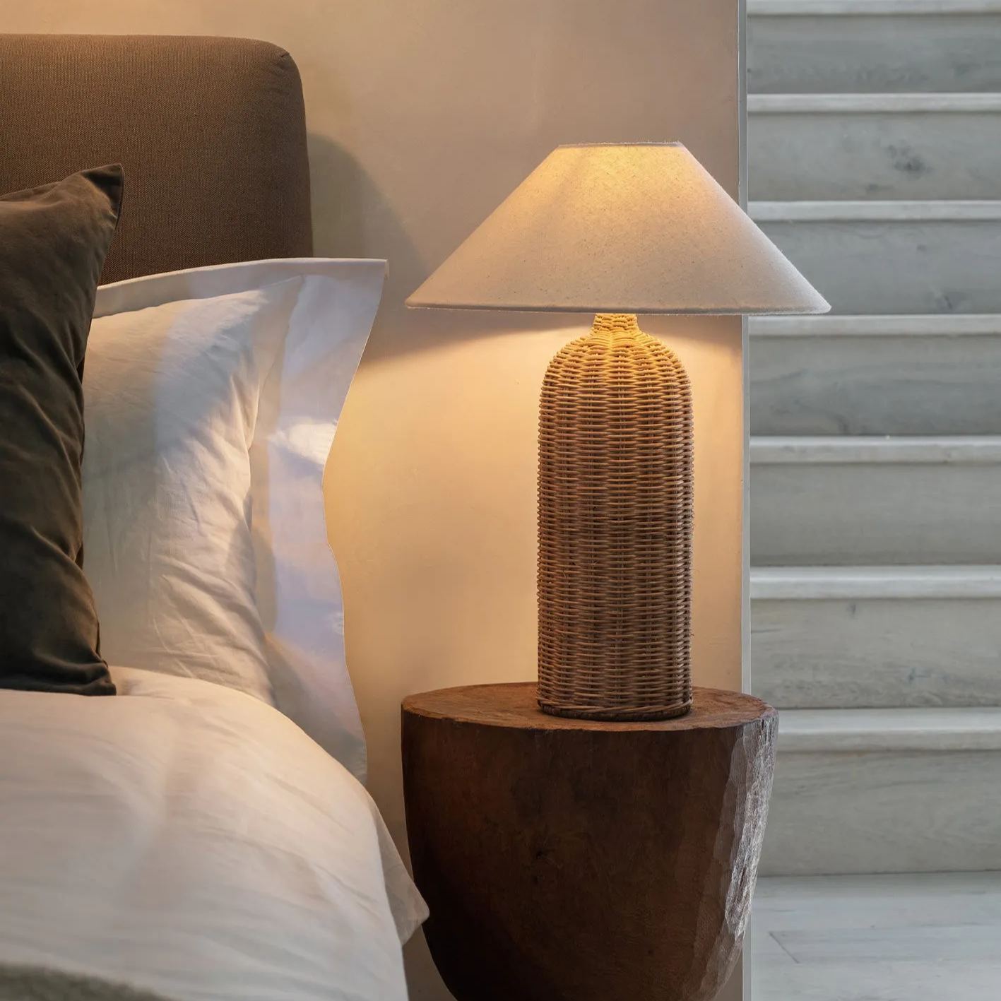 Japanese retro wabi-sabi style bedroom bedside table lamp-labpiecesign