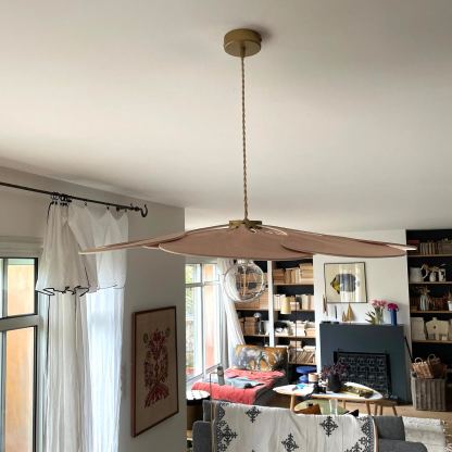 Flower suspension 14 petals linen and rattan - linen and rattan flower chandelier-labpiecesign